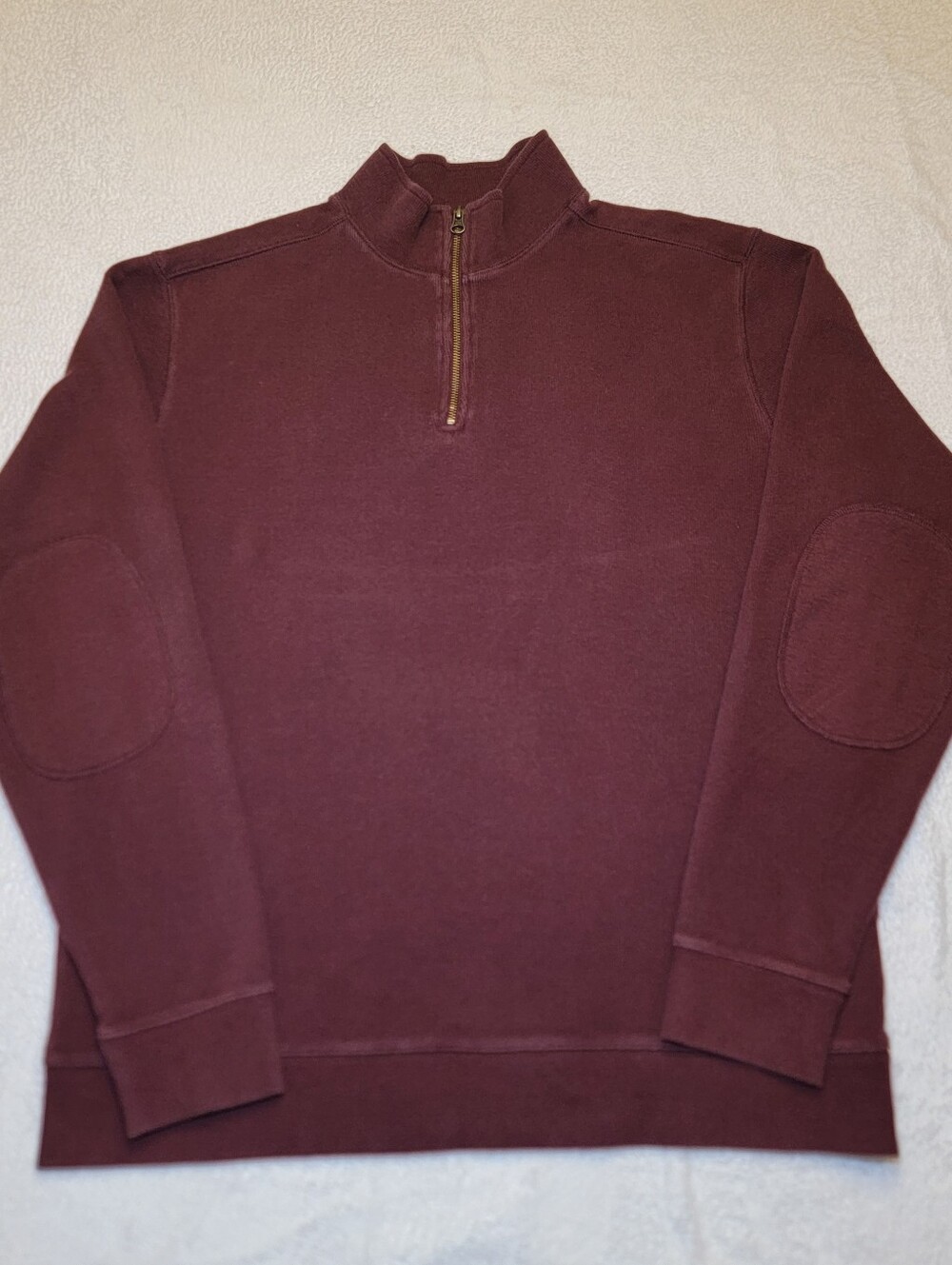 Vintage Y2K Carhartt Burgundy Quarter Zip Sweatshirt w/ Elbow Patches Mens L
